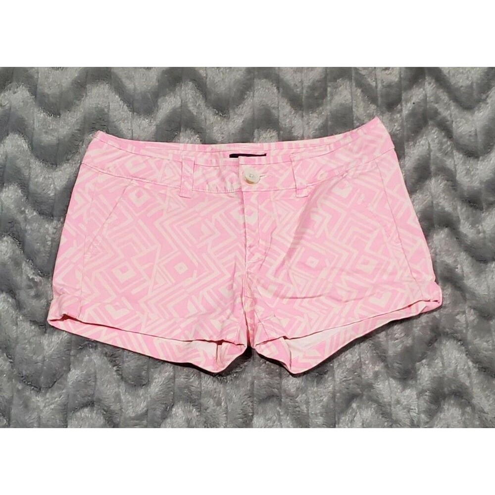 American Eagle Womens Size 00 Pink Aztec Diamond Midi Stretch Shorts